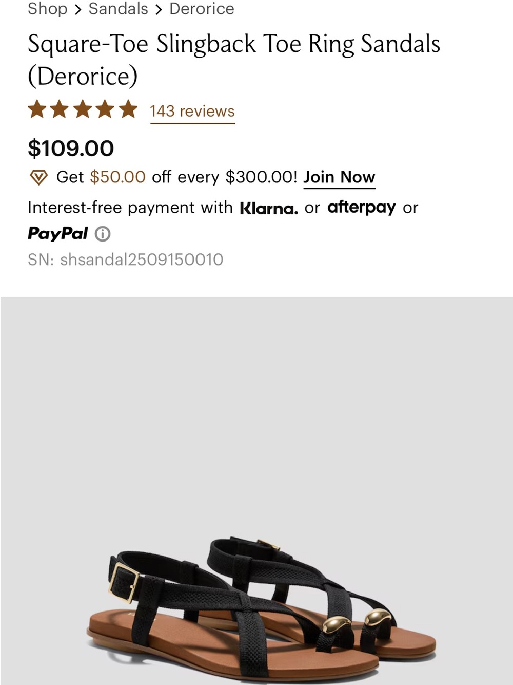 Derorice Black Toe-Ring Square-Toe Slingback Sandals
